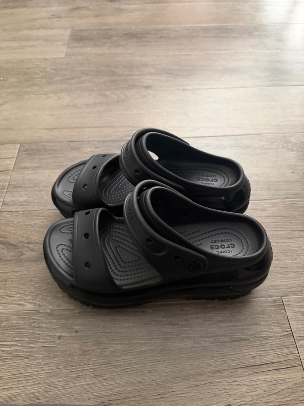 CROCS Kids Black Dual-Strap Slide Sandals